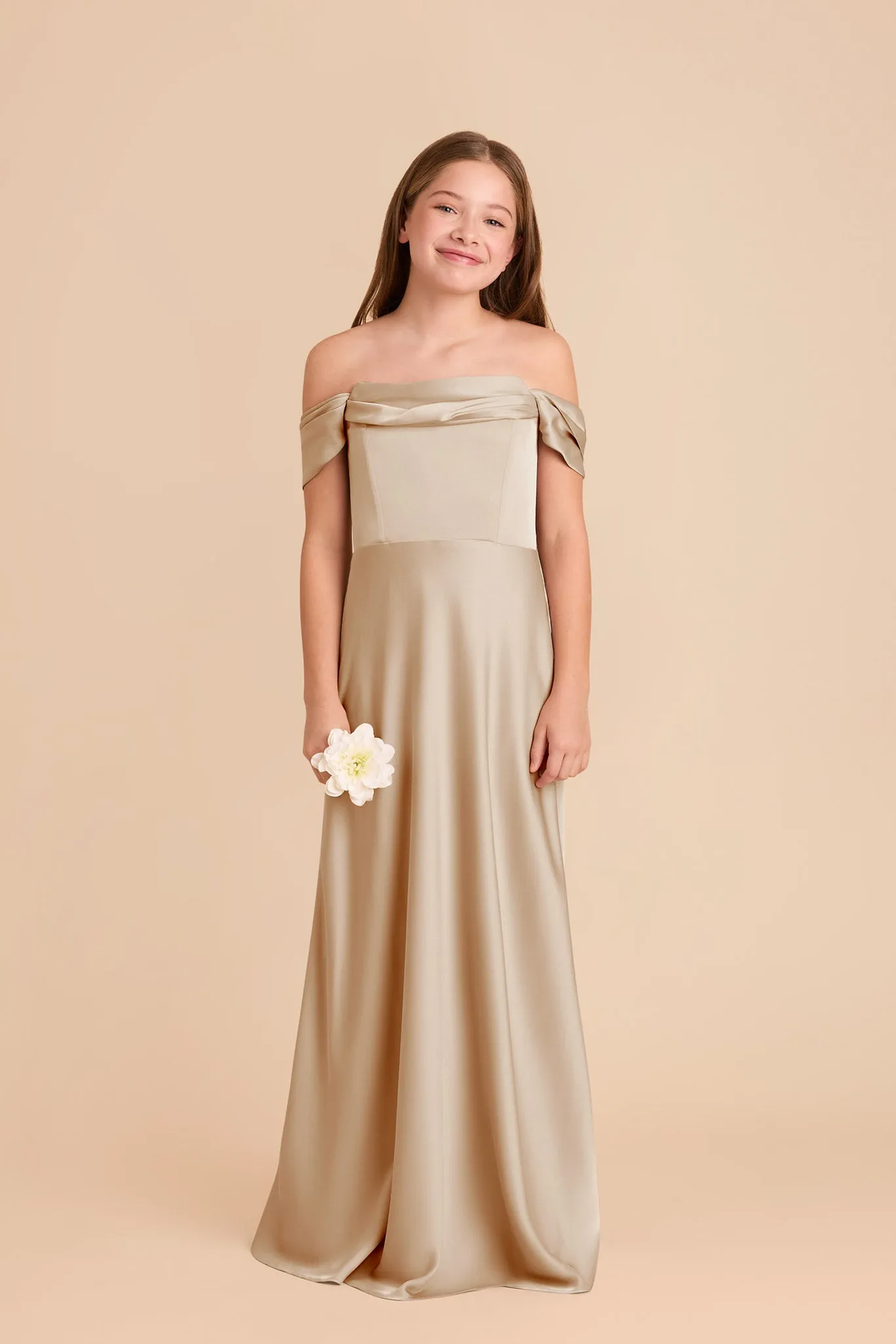 Mimi Junior Matte Satin Dress - Neutral Champagne sold by Birdy Grey product image thumbnail 3