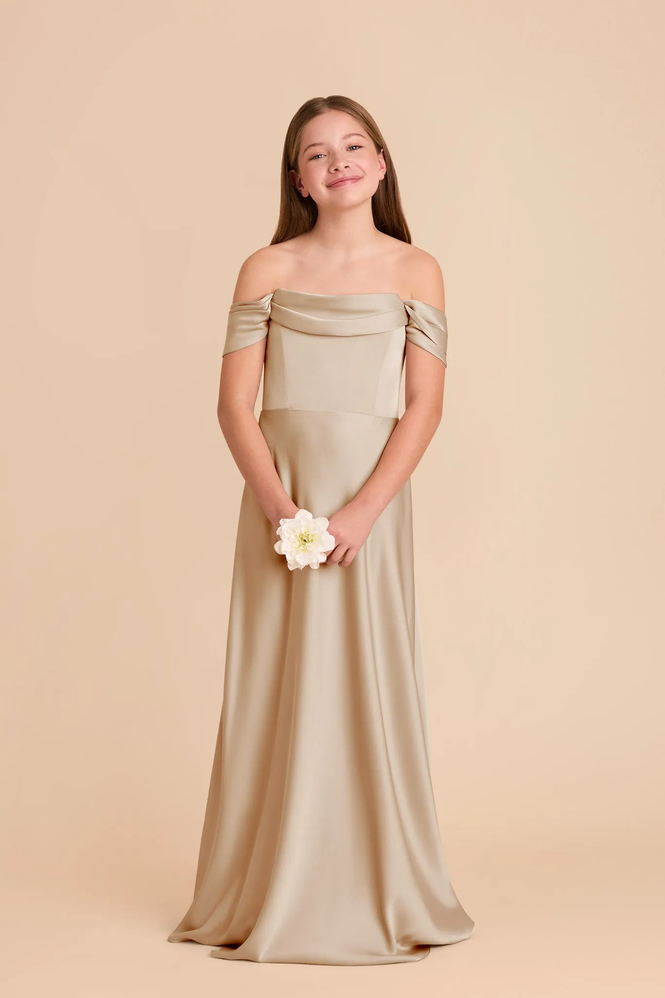 Mimi Junior Matte Satin Dress - Neutral Champagne sold by Birdy Grey product image thumbnail 2