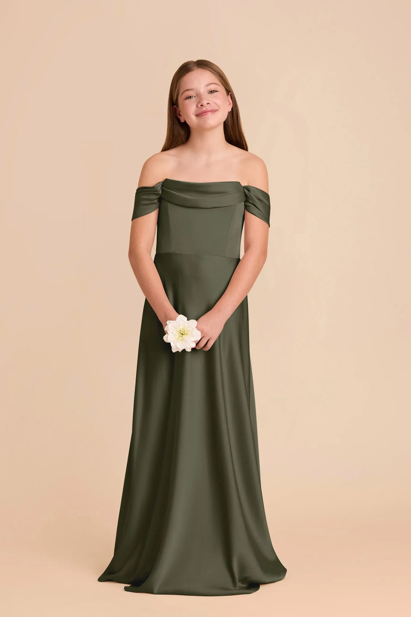Mimi Junior Matte Satin Dress - Olive sold by Birdy Grey product image thumbnail 2