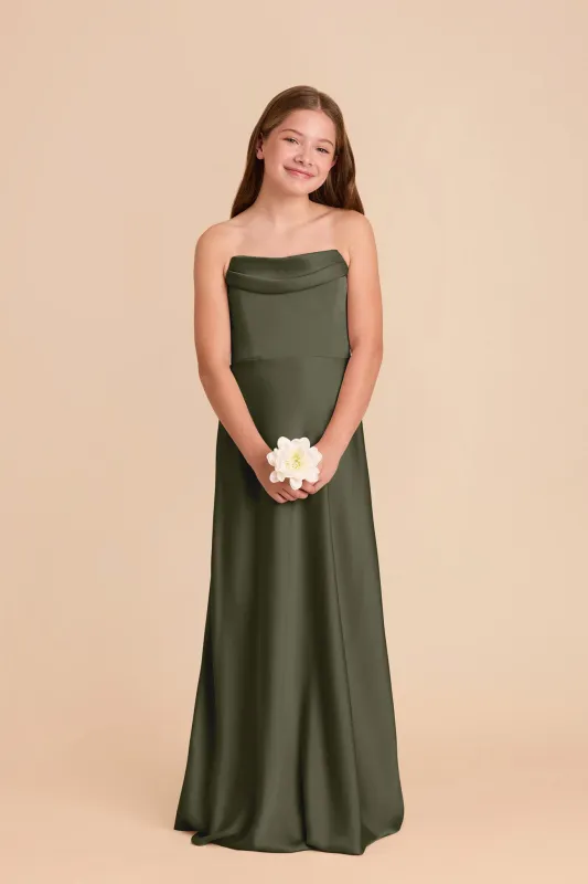 Mimi Junior Matte Satin Dress - Olive sold by Birdy Grey