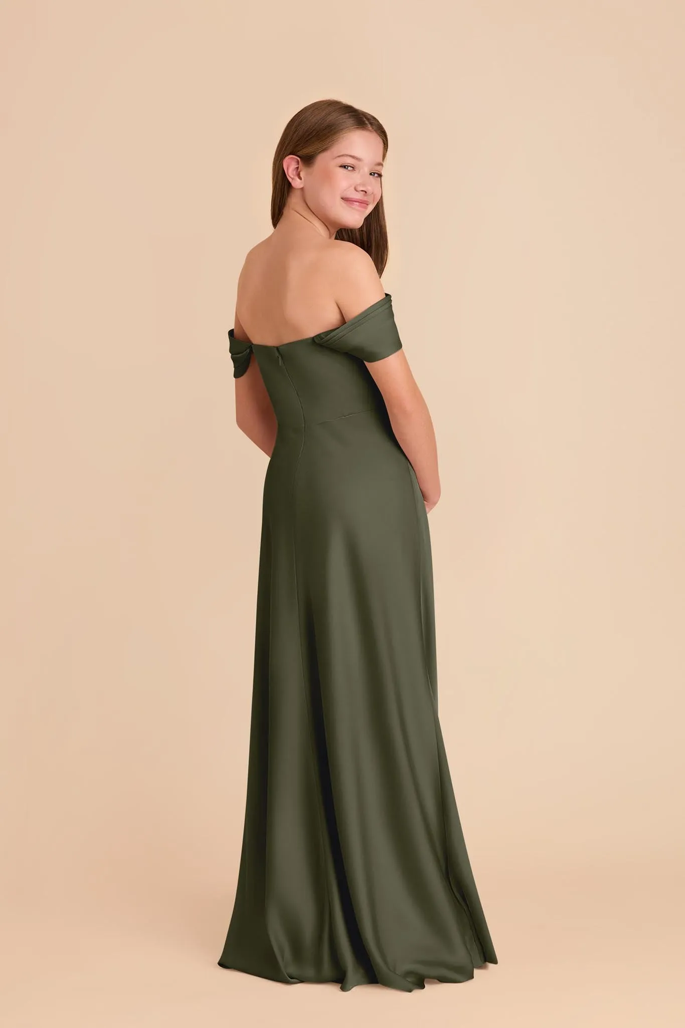 Mimi Junior Matte Satin Dress - Olive sold by Birdy Grey product image thumbnail 5