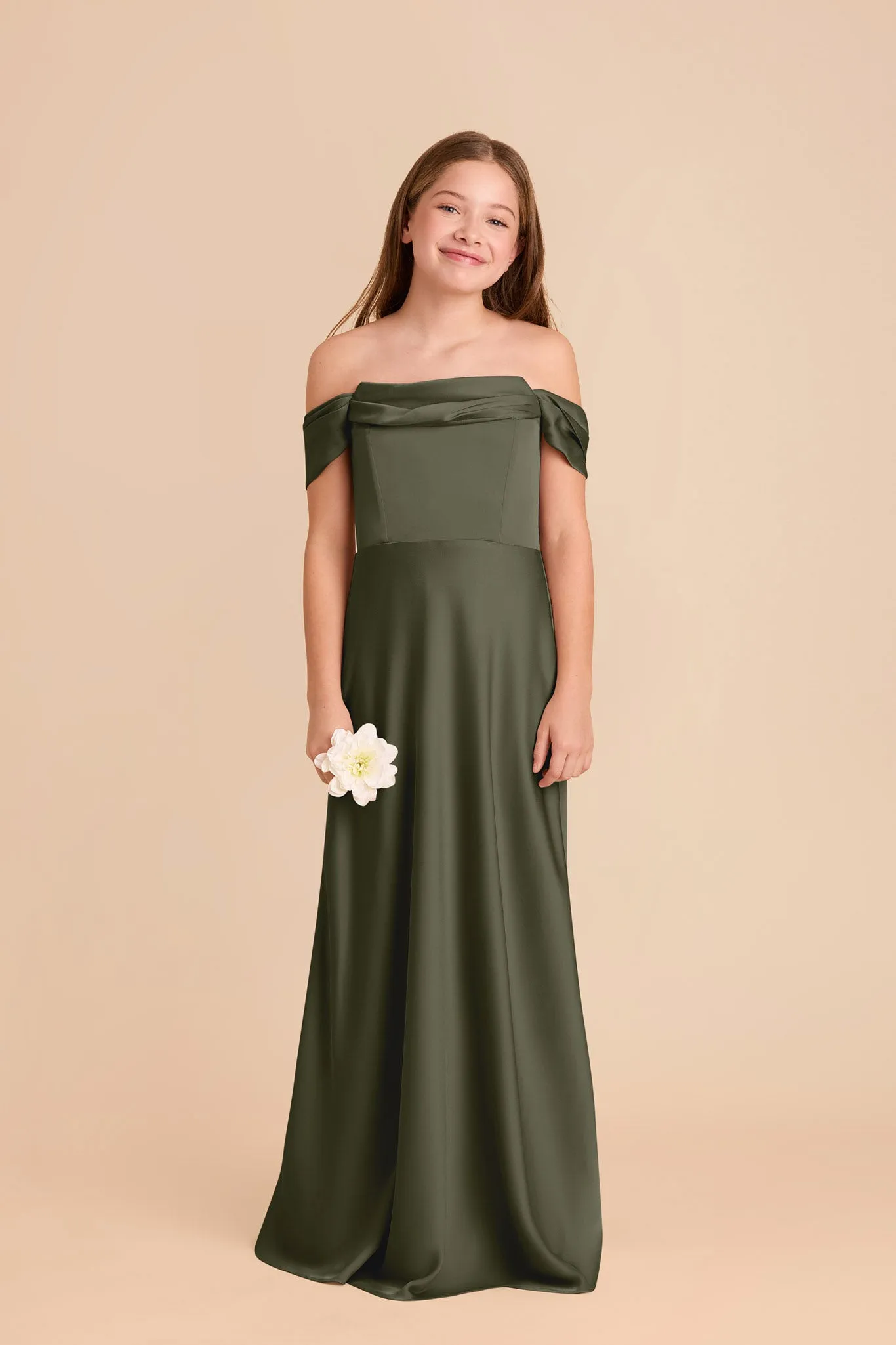Mimi Junior Matte Satin Dress - Olive sold by Birdy Grey product image thumbnail 3