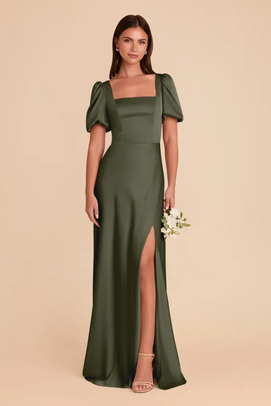 Judy Matte Satin Dress - Olive sold by Birdy Grey