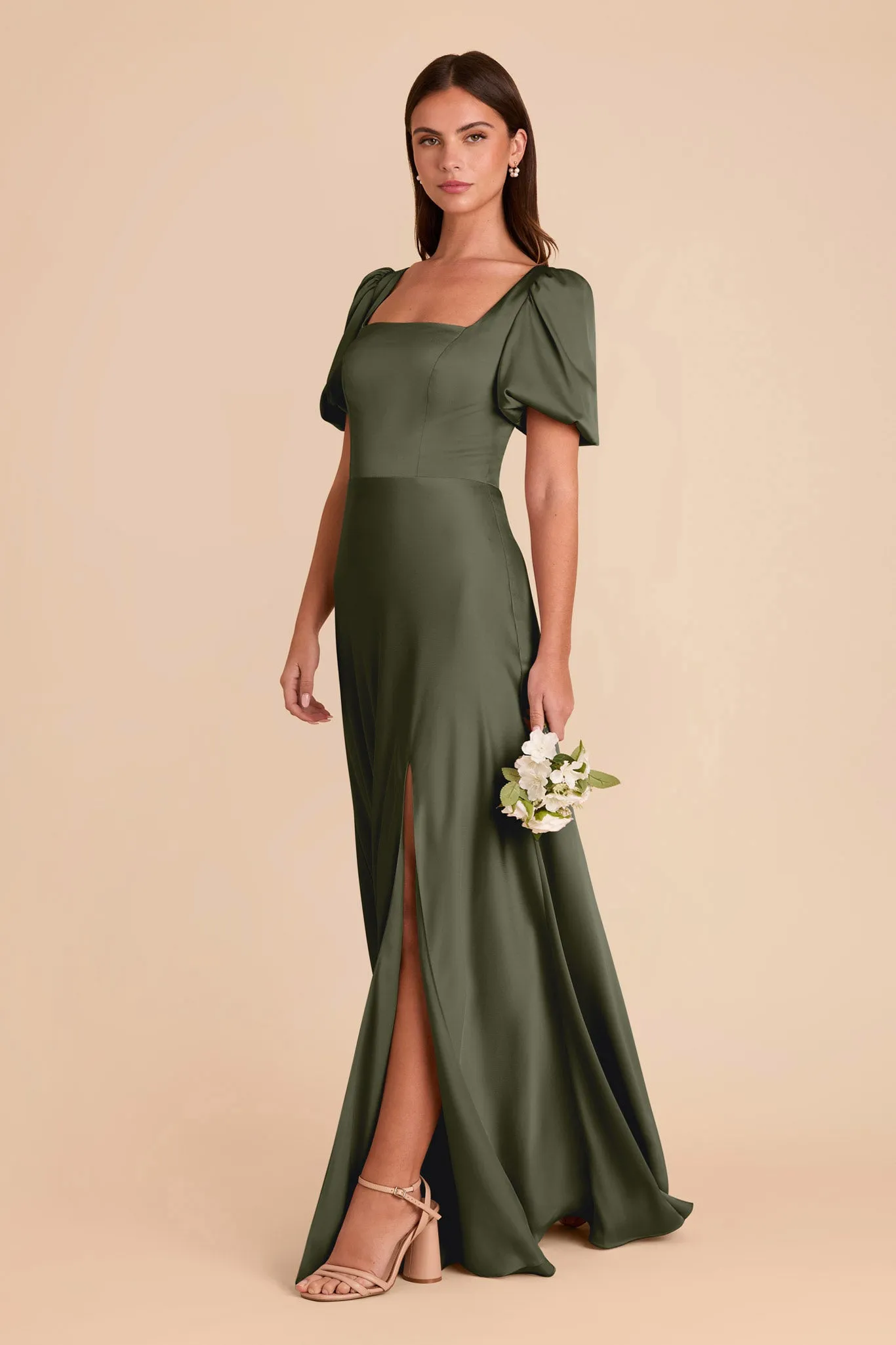 Judy Matte Satin Dress - Olive sold by Birdy Grey product image thumbnail 4