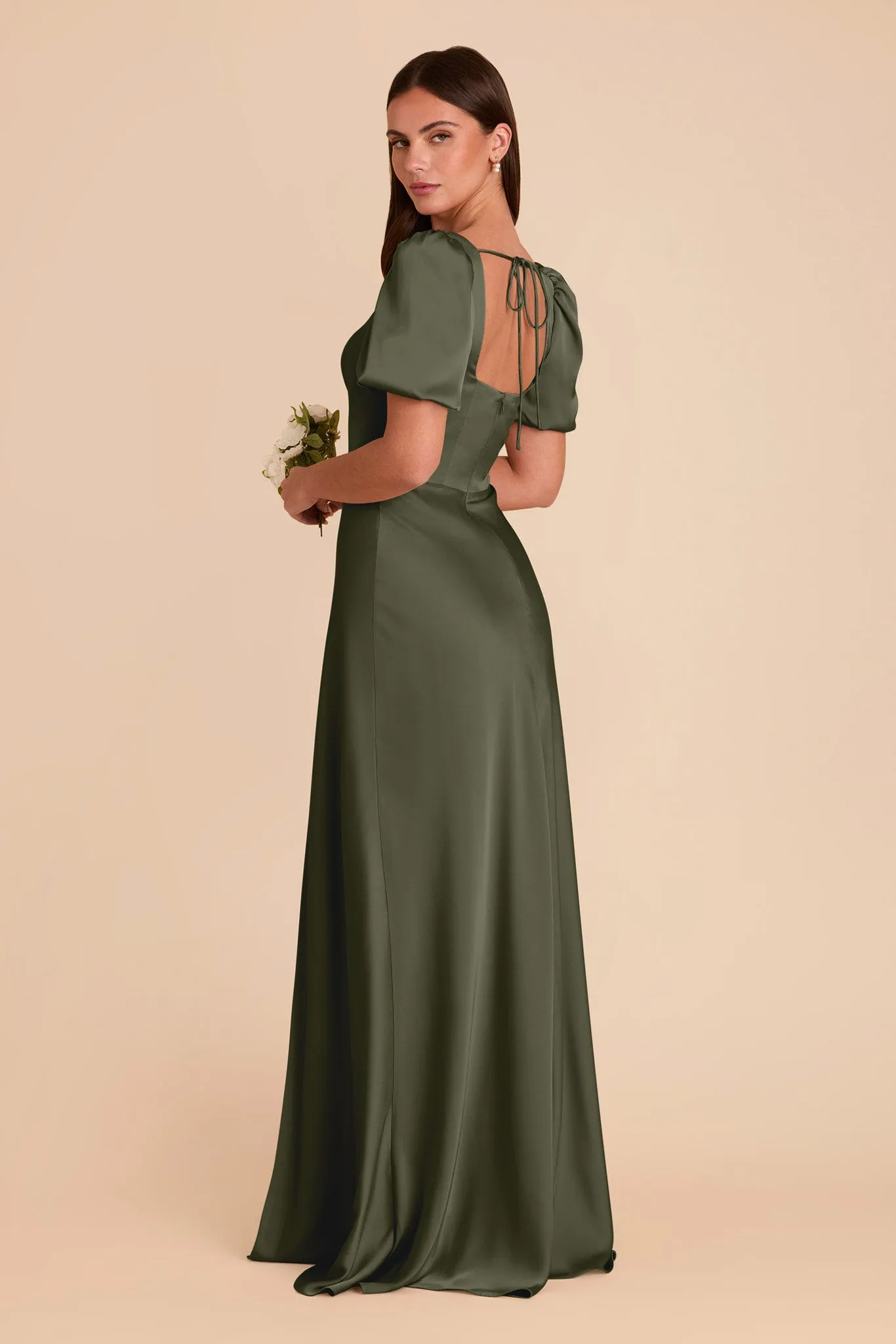 Judy Matte Satin Dress - Olive sold by Birdy Grey product image thumbnail 5