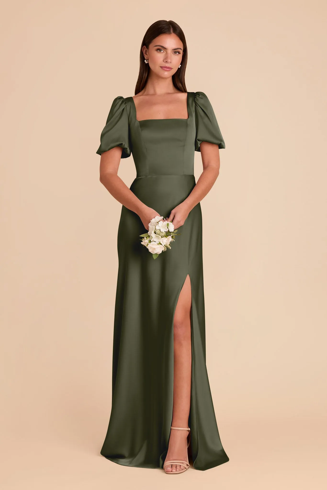Judy Matte Satin Dress - Olive sold by Birdy Grey product image thumbnail 3