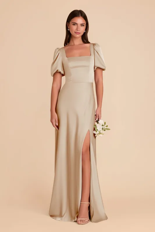 Judy Matte Satin Dress - Neutral Champagne sold by Birdy Grey