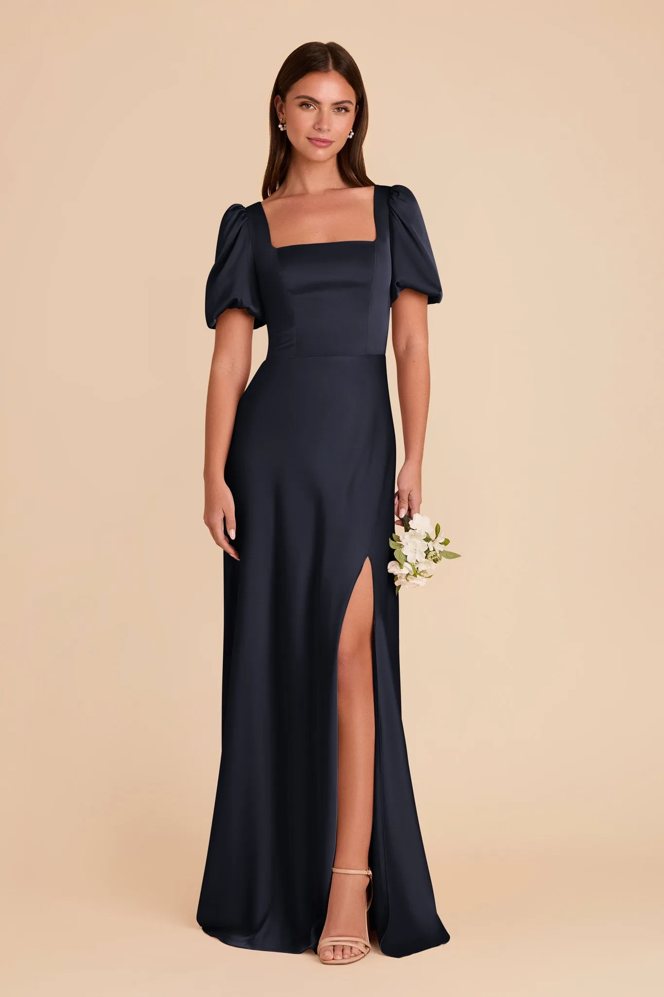 Judy Matte Satin Dress - Navy sold by Birdy Grey