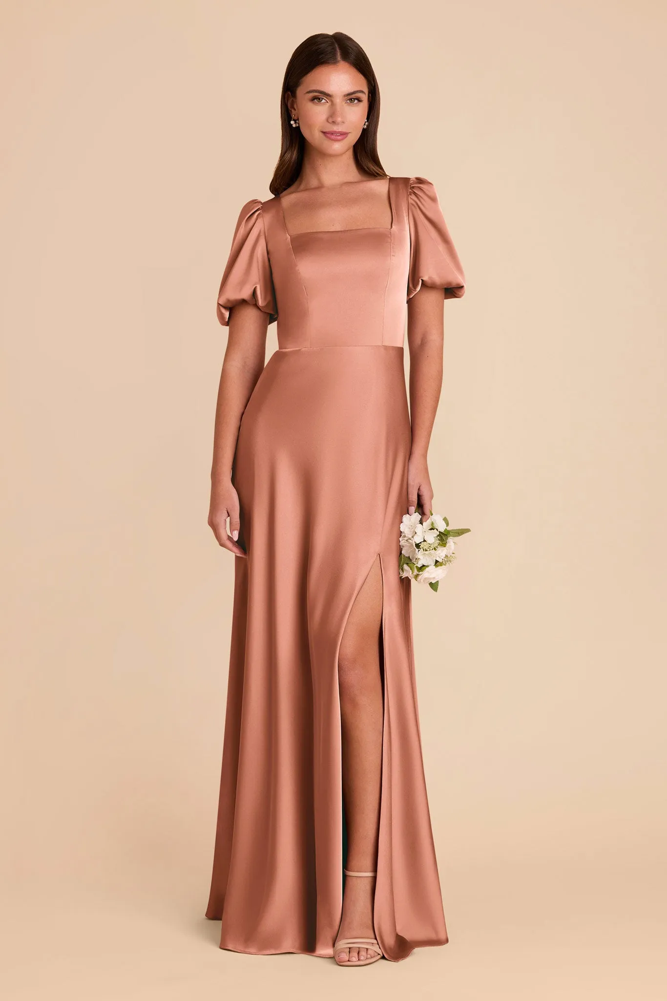 Judy Matte Satin Dress - Desert Rose sold by Birdy Grey