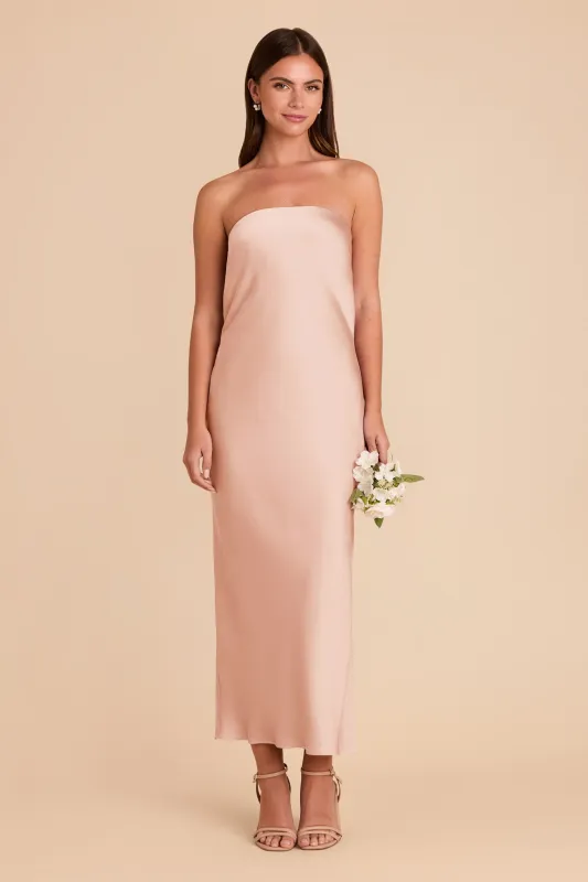 Isla Matte Satin Dress - Rose Gold sold by Birdy Grey