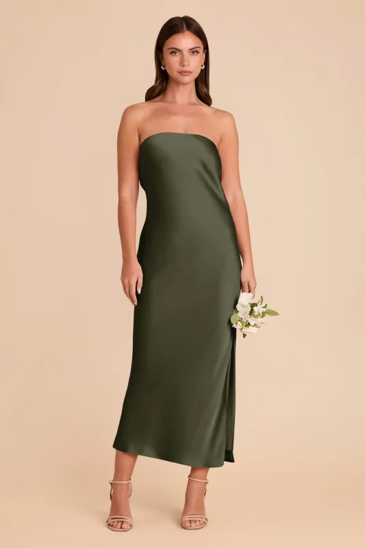 Isla Matte Satin Dress - Olive sold by Birdy Grey