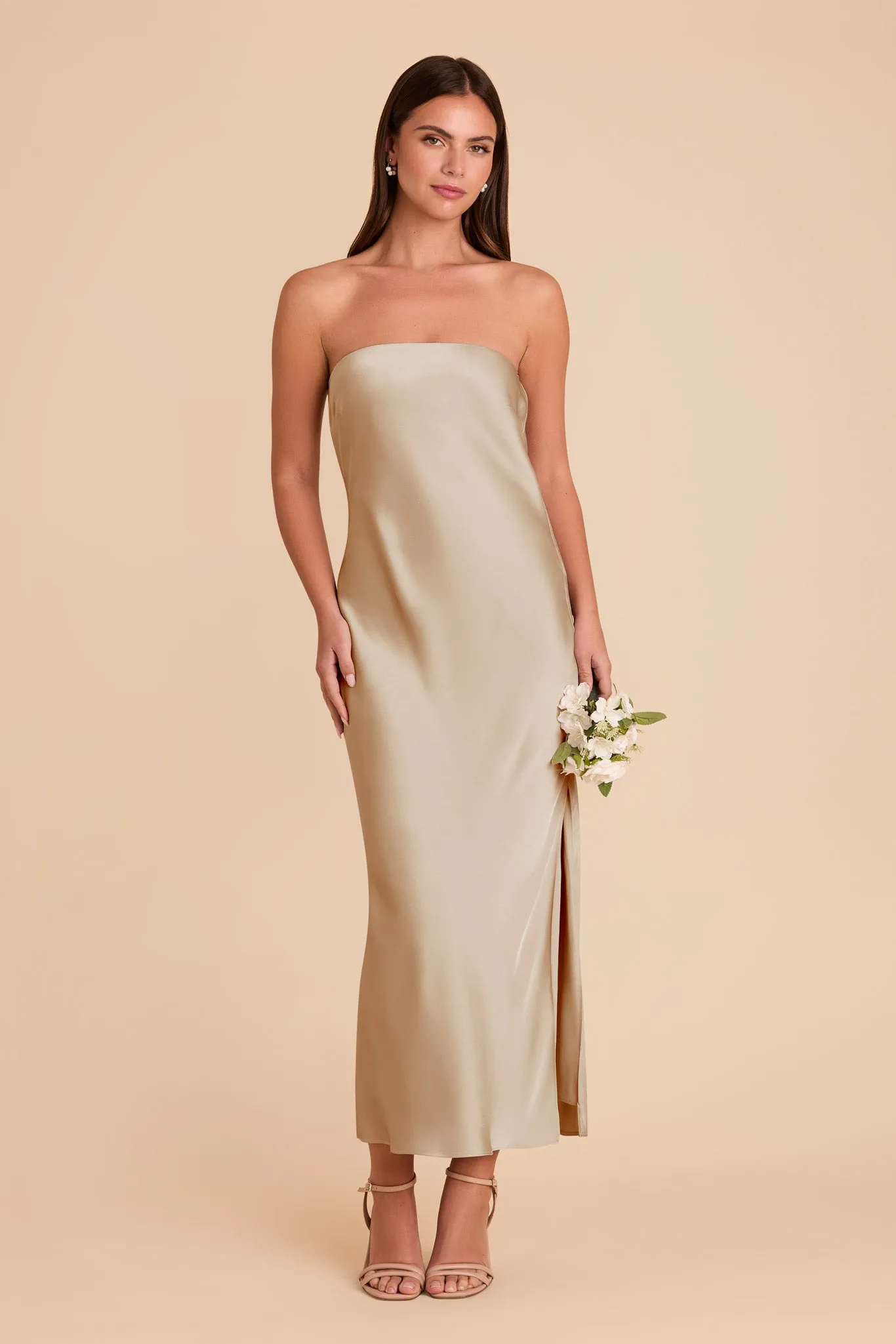 Isla Matte Satin Dress - Neutral Champagne sold by Birdy Grey product image thumbnail 3