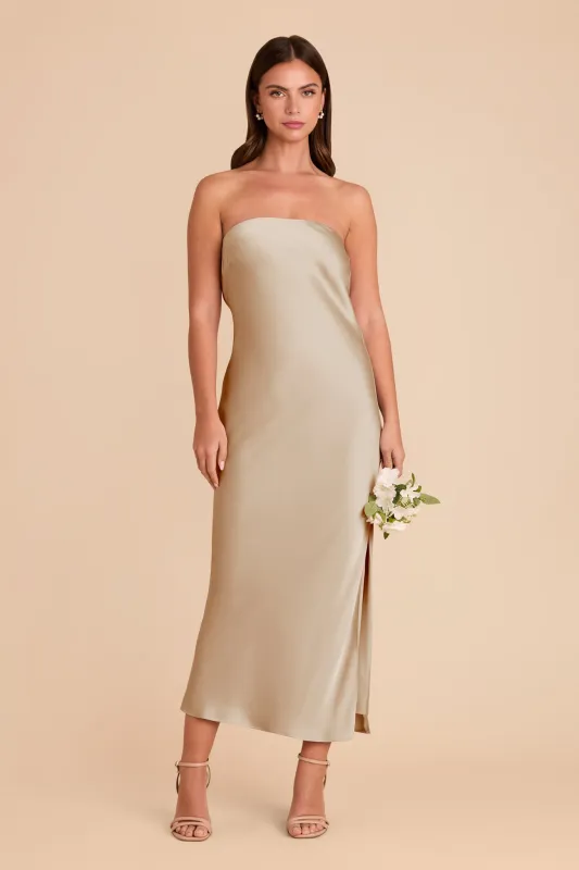 Isla Matte Satin Dress - Neutral Champagne sold by Birdy Grey