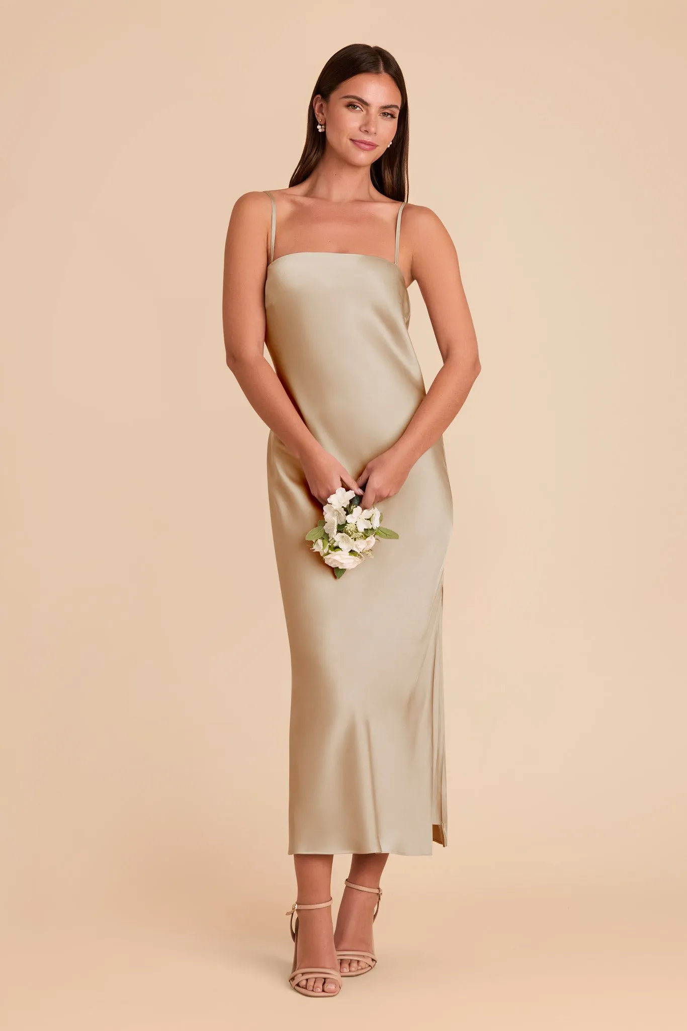 Isla Matte Satin Dress - Neutral Champagne sold by Birdy Grey product image thumbnail 4