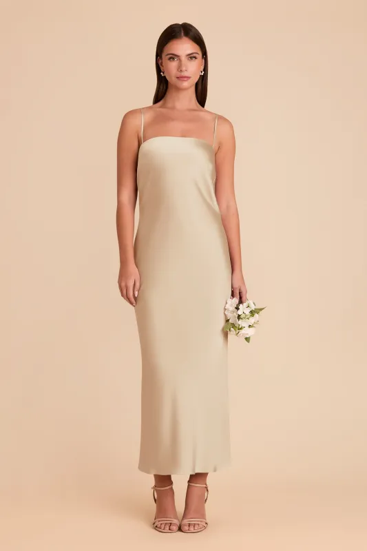 Isla Matte Satin Dress - Gold sold by Birdy Grey