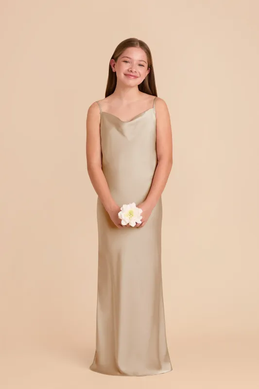 Elisa Junior Matte Satin Dress - Neutral Champagne sold by Birdy Grey