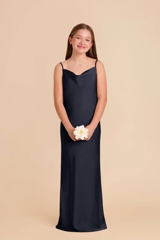 Elisa Junior Matte Satin Dress - Navy sold by Birdy Grey