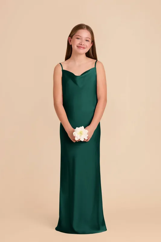 Elisa Junior Matte Satin Dress - Emerald sold by Birdy Grey