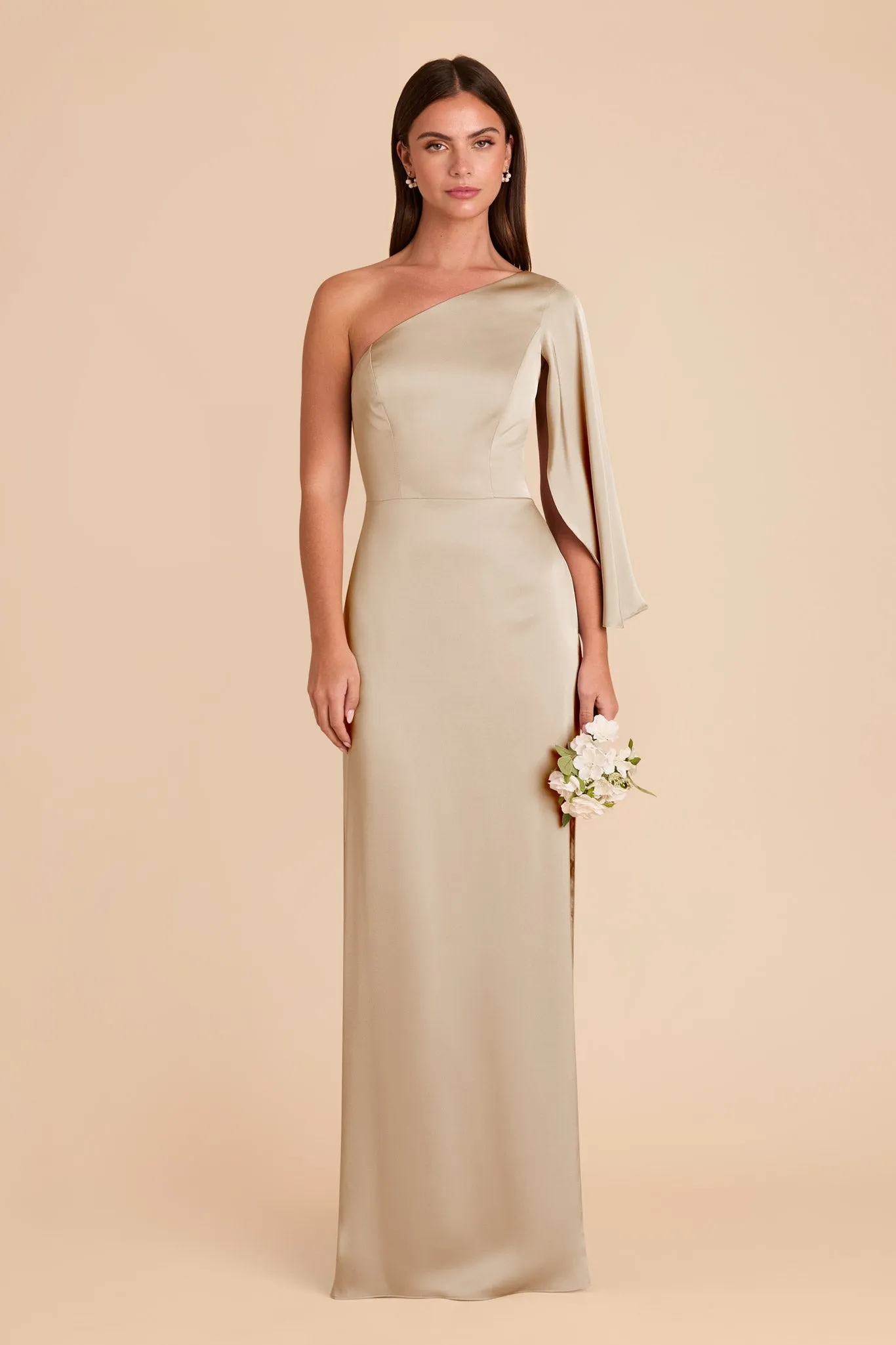Christine Matte Satin Dress - Neutral Champagne sold by Birdy Grey product image thumbnail 3