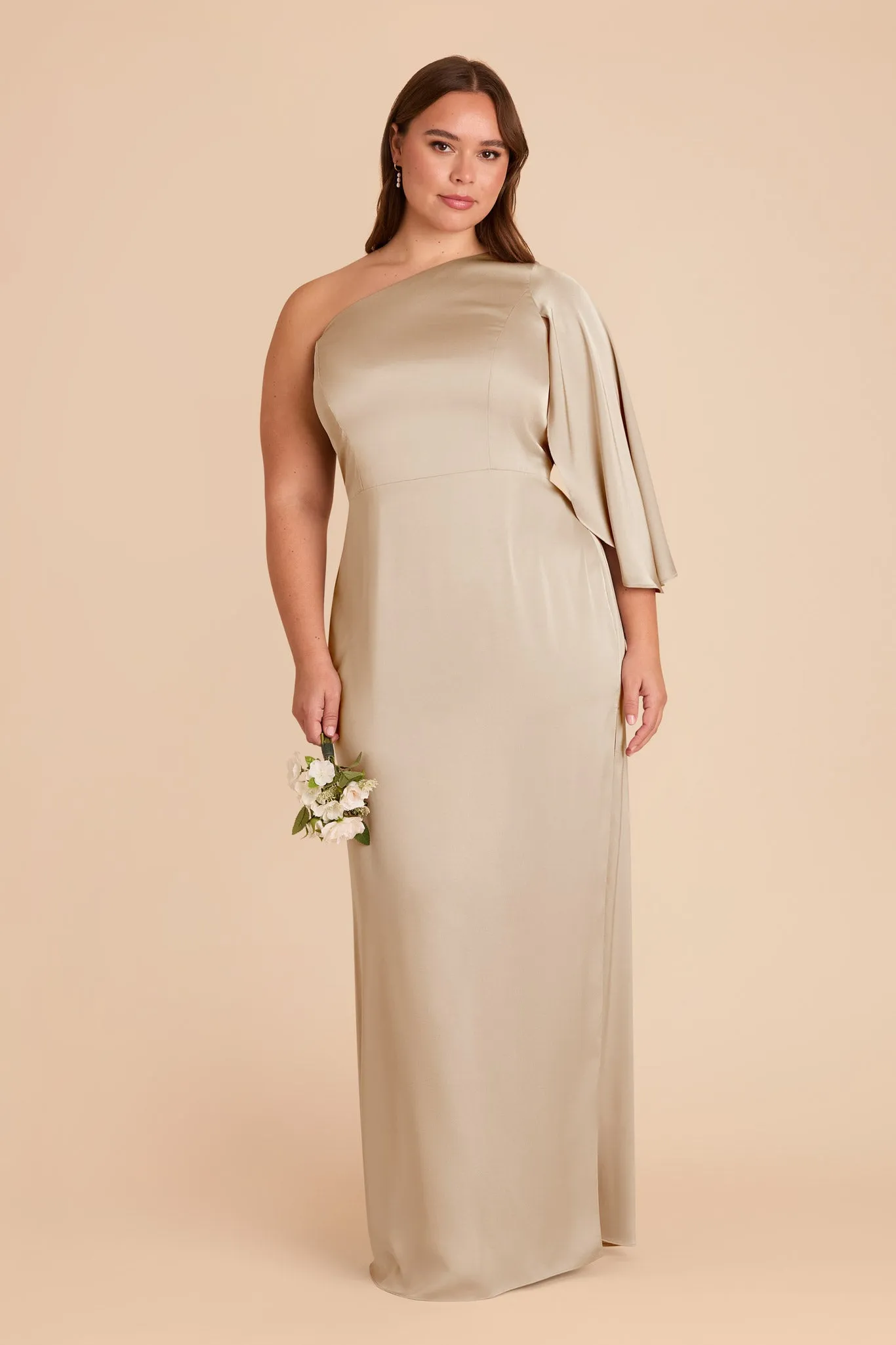 Christine Matte Satin Dress - Neutral Champagne sold by Birdy Grey product image thumbnail 2