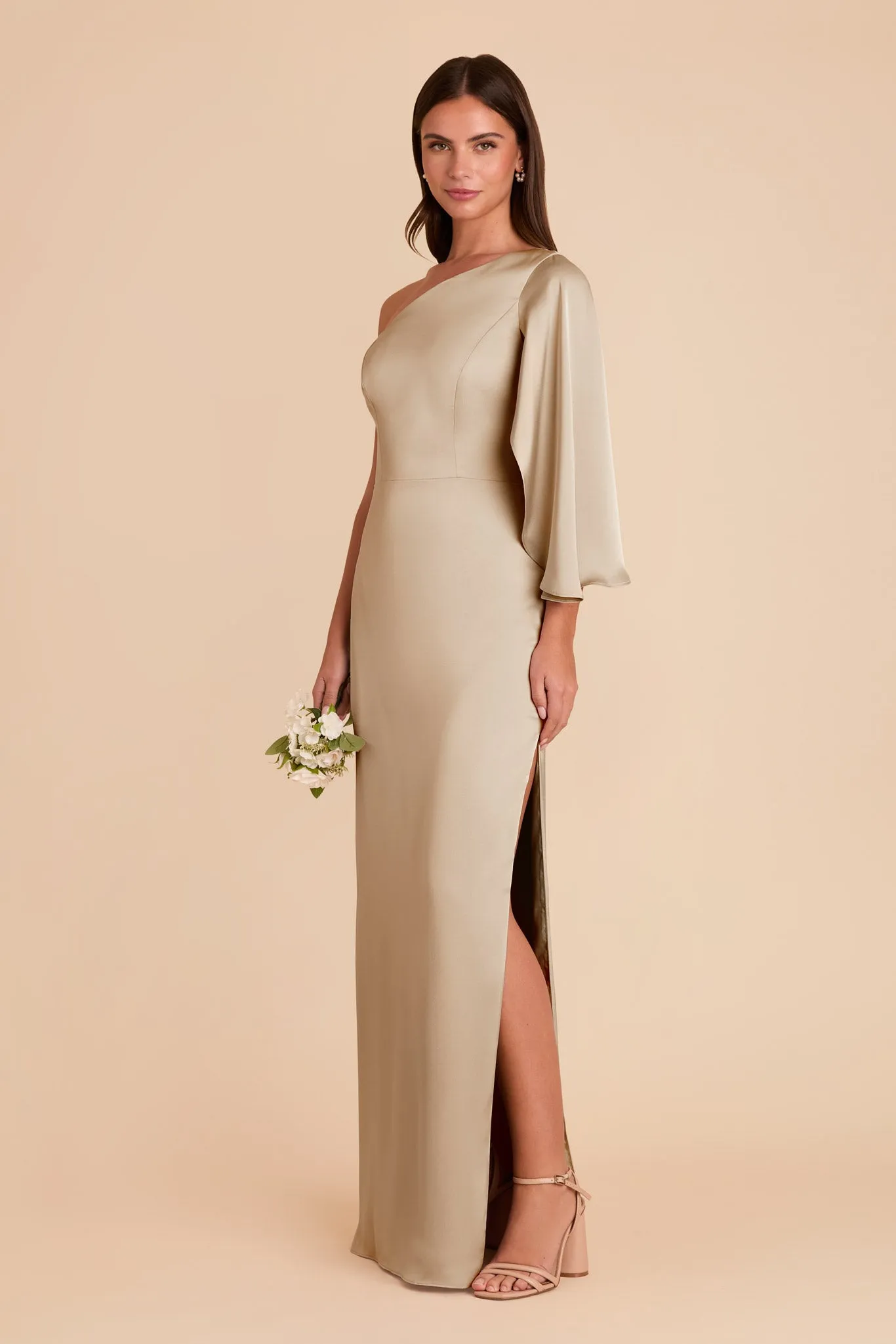 Christine Matte Satin Dress - Neutral Champagne sold by Birdy Grey product image thumbnail 4