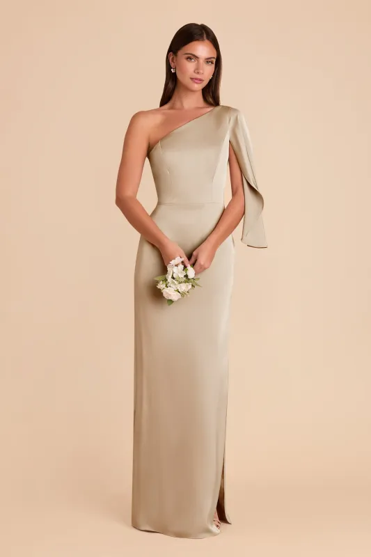 Christine Matte Satin Dress - Neutral Champagne sold by Birdy Grey