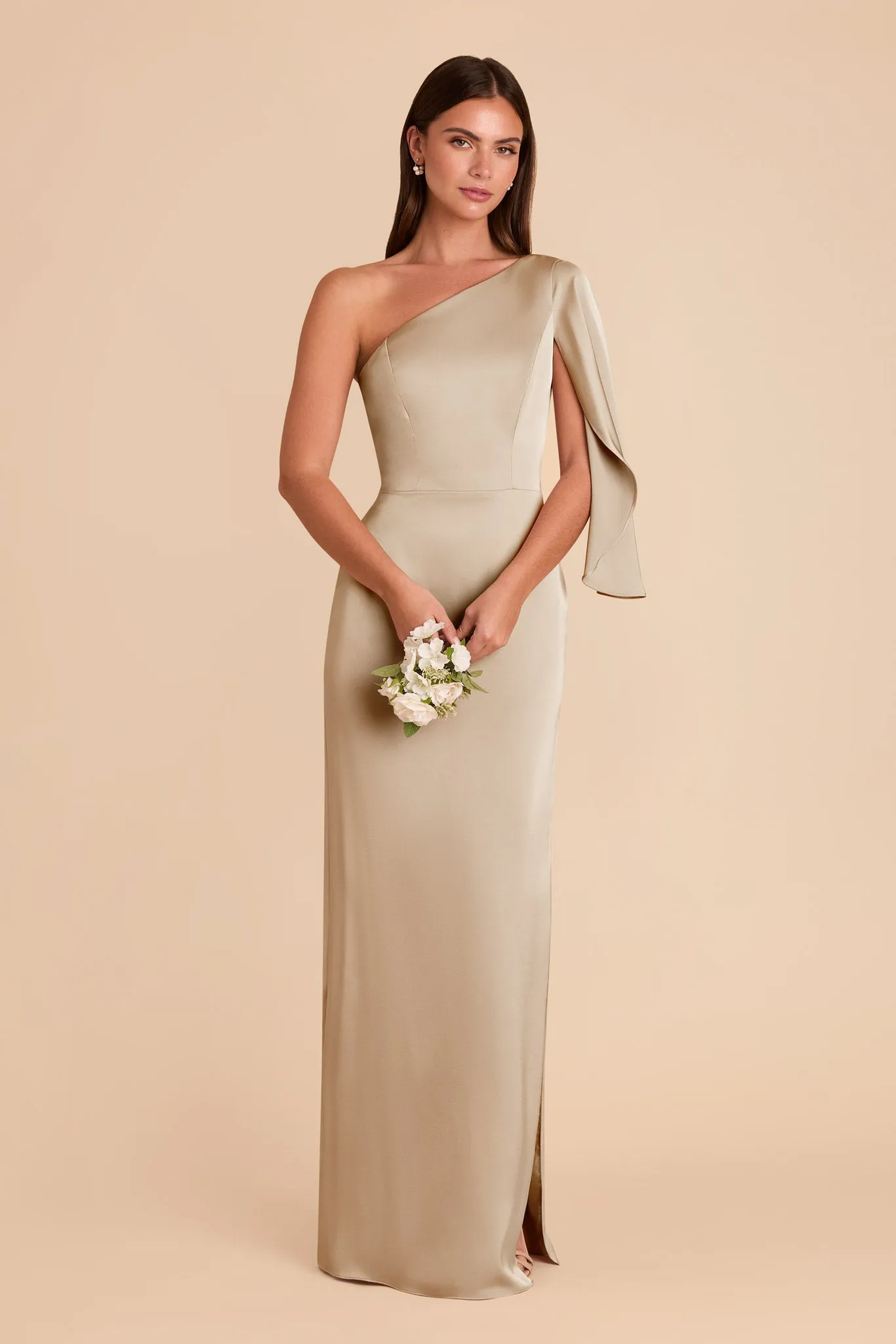 Christine Matte Satin Dress - Neutral Champagne sold by Birdy Grey