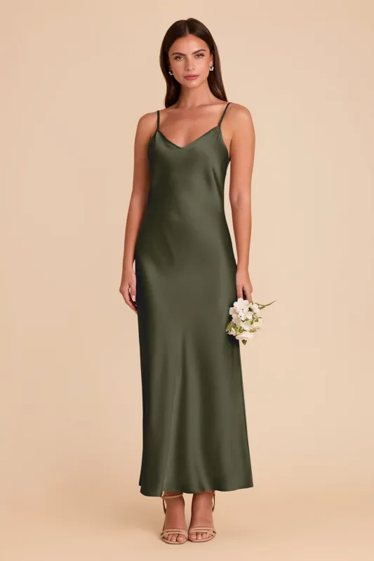 Alice Matte Satin Dress - Olive sold by Birdy Grey