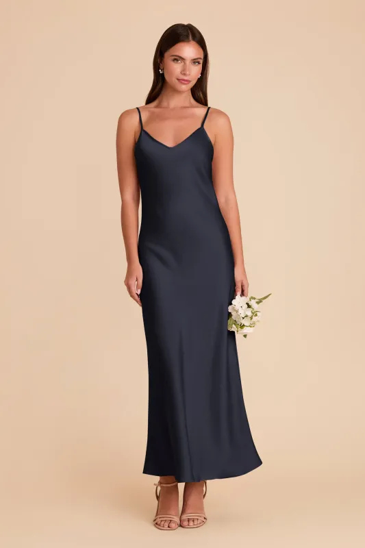 Alice Matte Satin Dress - Navy sold by Birdy Grey