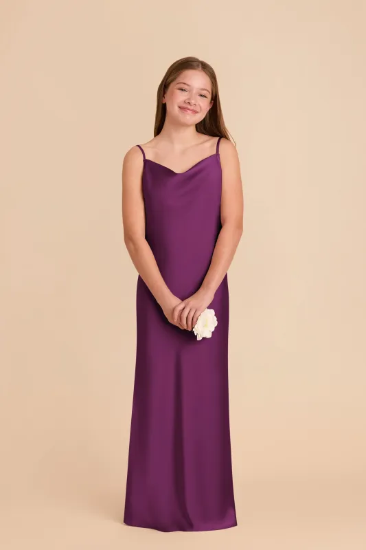 Elisa Junior Matte Satin Dress - Fig sold by Birdy Grey
