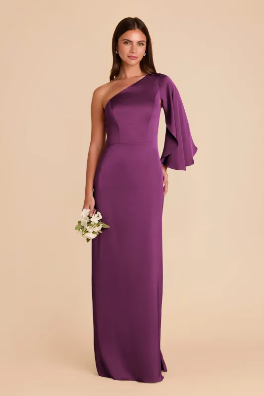 Christine Matte Satin Dress - Fig sold by Birdy Grey