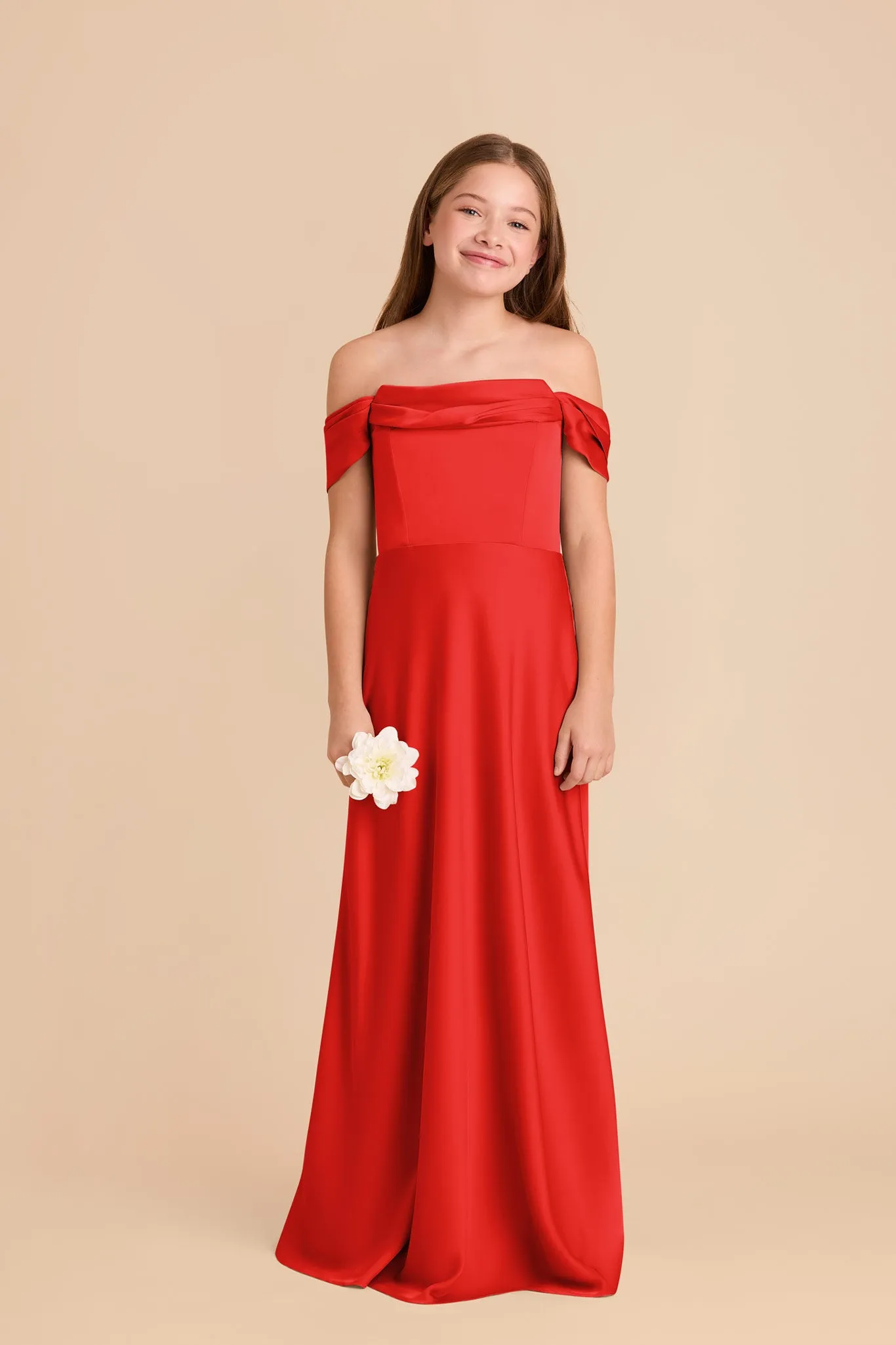 Mimi Junior Matte Satin Dress - Lipstick Red sold by Birdy Grey