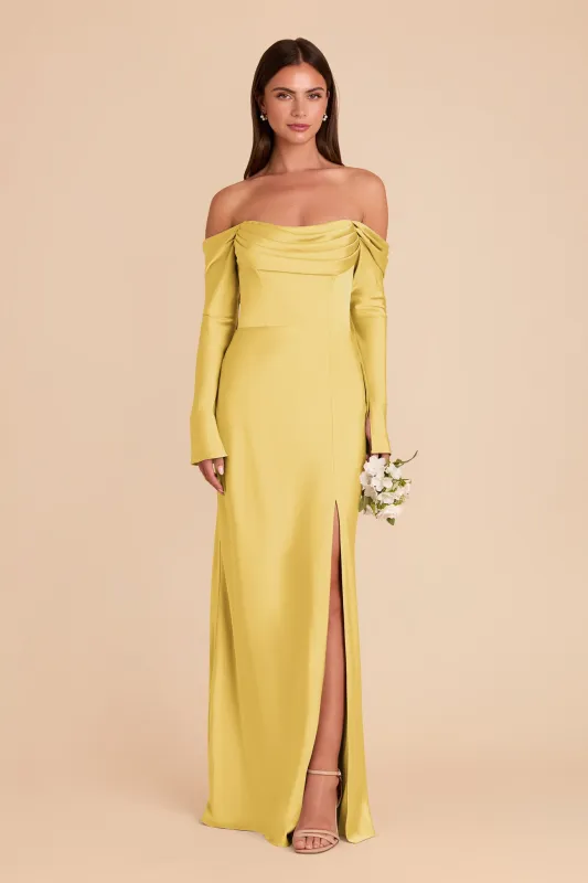 Maya Matte Satin Dress - Sunflower Yellow sold by Birdy Grey