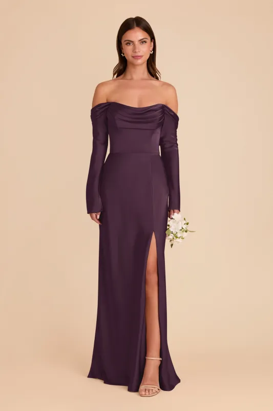 Maya Matte Satin Dress - Plum sold by Birdy Grey