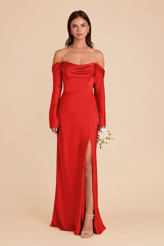 Maya Matte Satin Dress - Lipstick Red sold by Birdy Grey