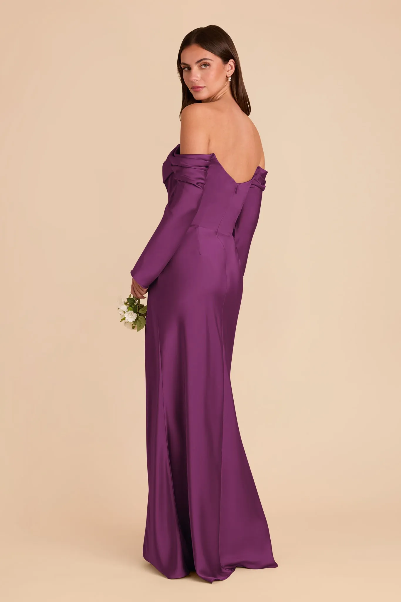 Maya Matte Satin Dress - Fig sold by Birdy Grey product image thumbnail 5