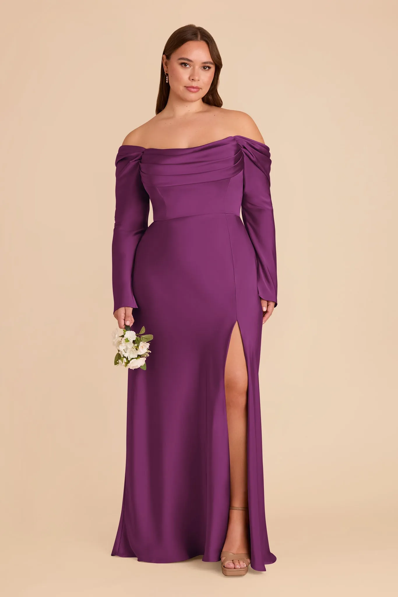 Maya Matte Satin Dress - Fig sold by Birdy Grey product image thumbnail 2