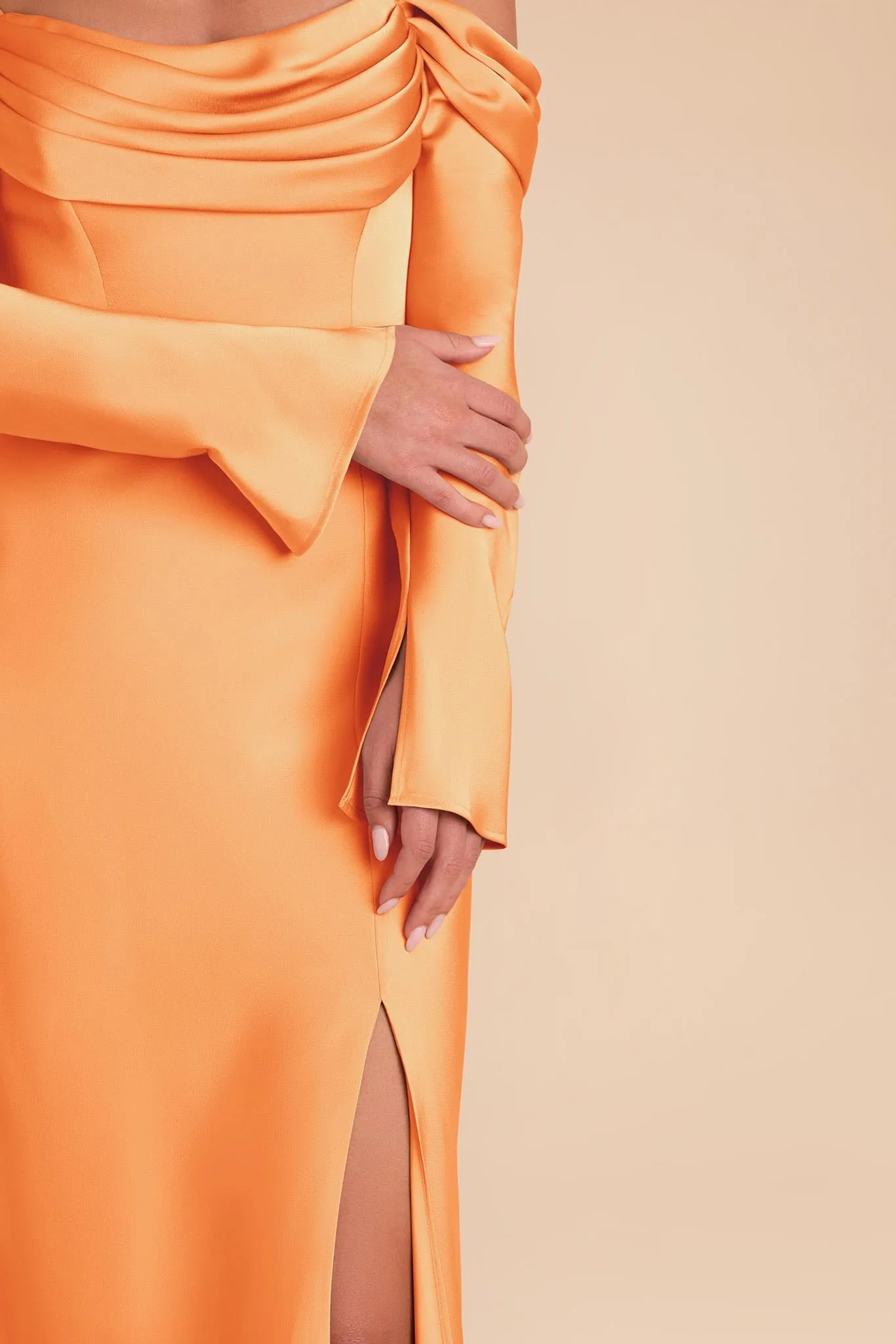 Maya Matte Satin Dress - Apricot sold by Birdy Grey product image thumbnail 3