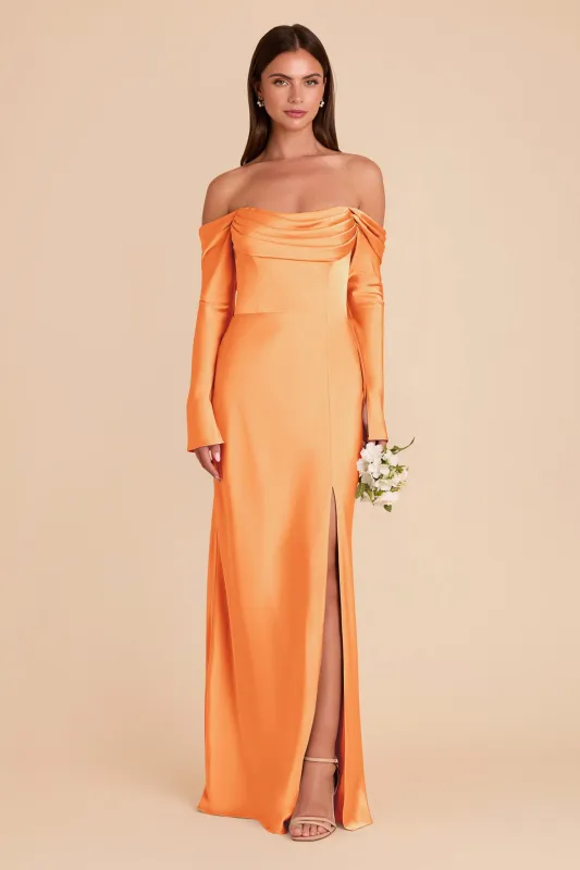 Maya Matte Satin Dress - Apricot sold by Birdy Grey