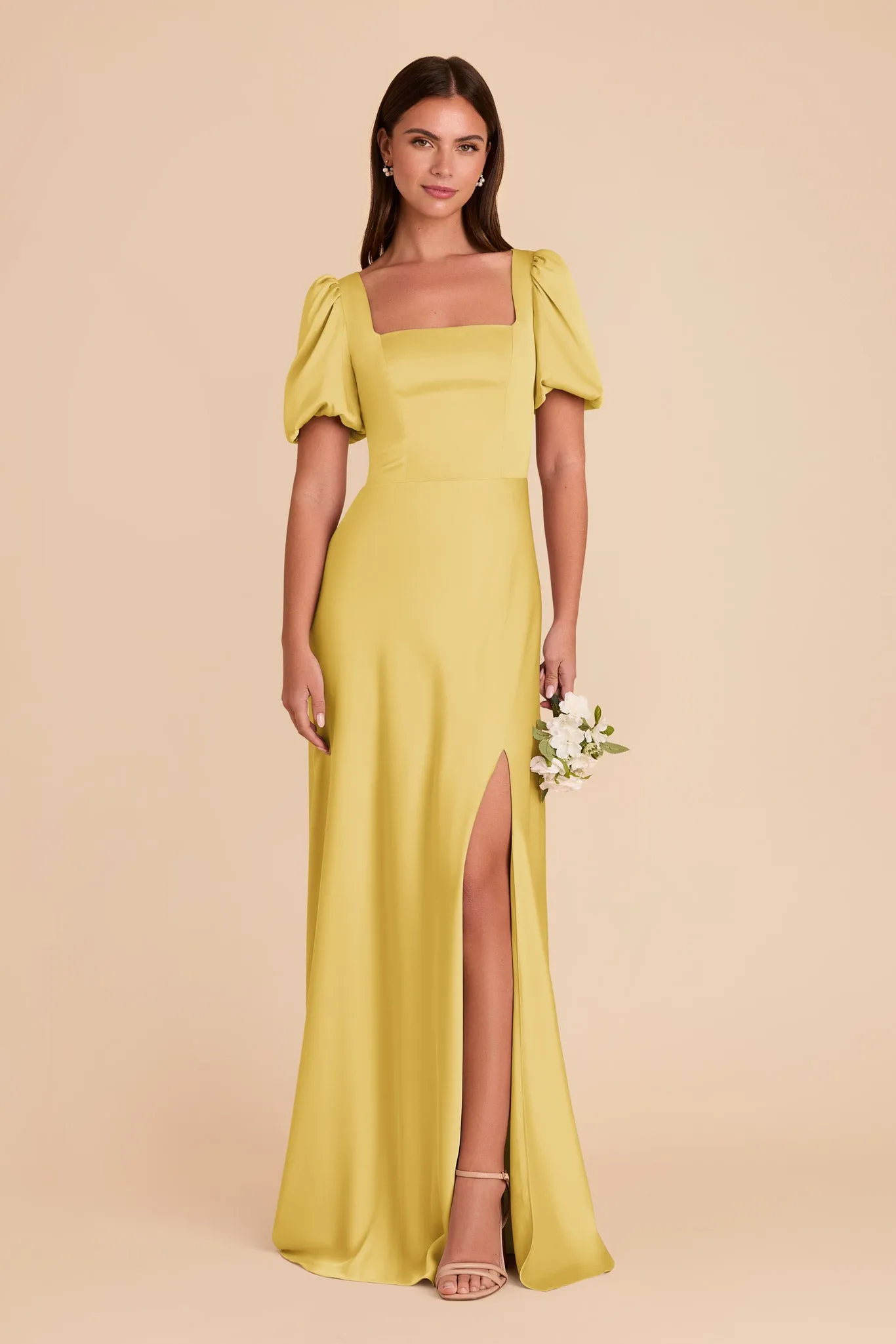 Judy Matte Satin Dress - Sunflower Yellow sold by Birdy Grey