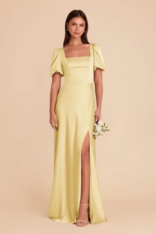 Judy Matte Satin Dress - Lemon Sorbet sold by Birdy Grey