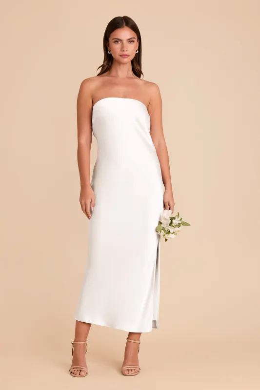 Isla Matte Satin Dress - White sold by Birdy Grey