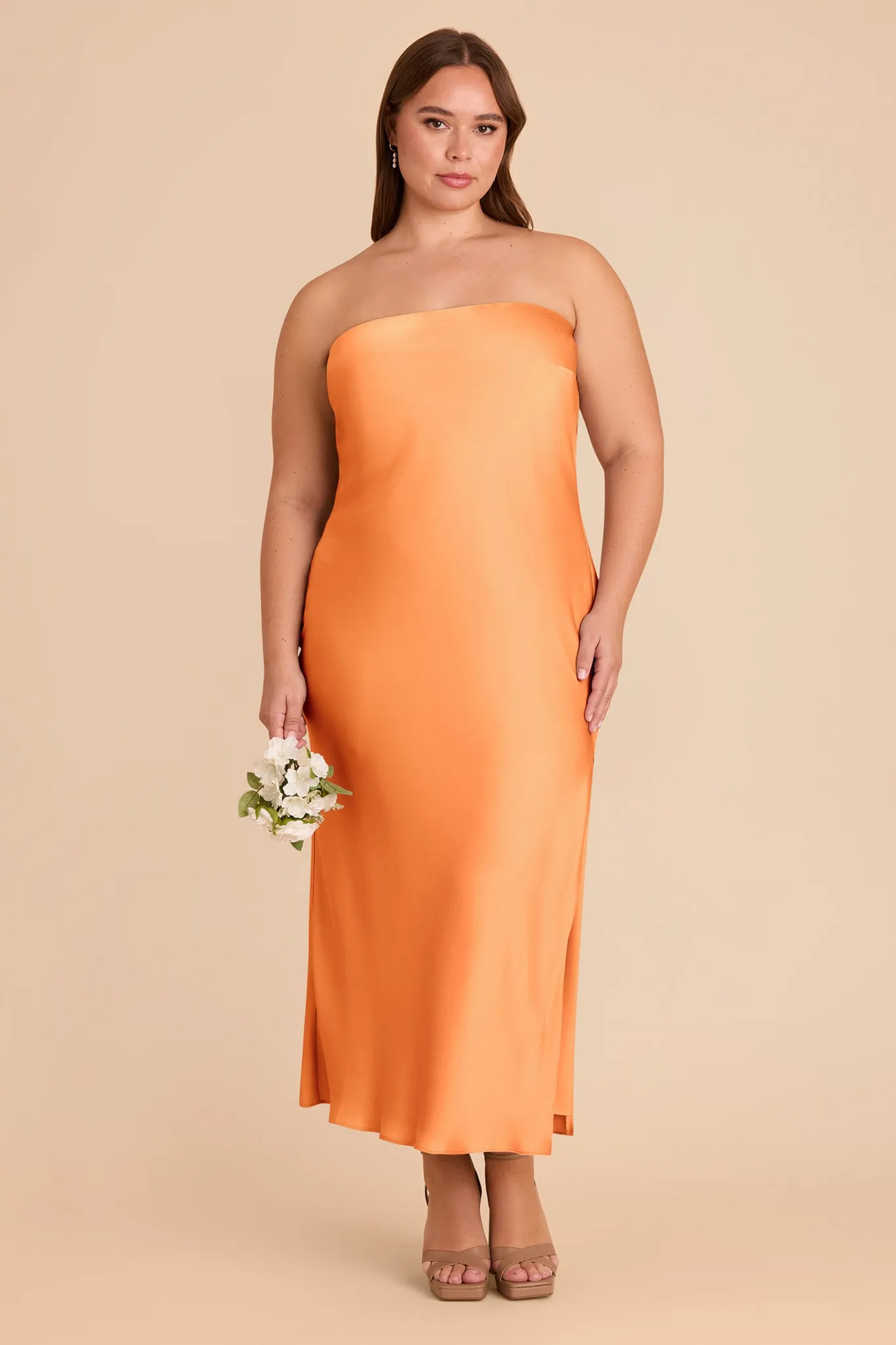 Isla Matte Satin Dress - Apricot sold by Birdy Grey product image thumbnail 3