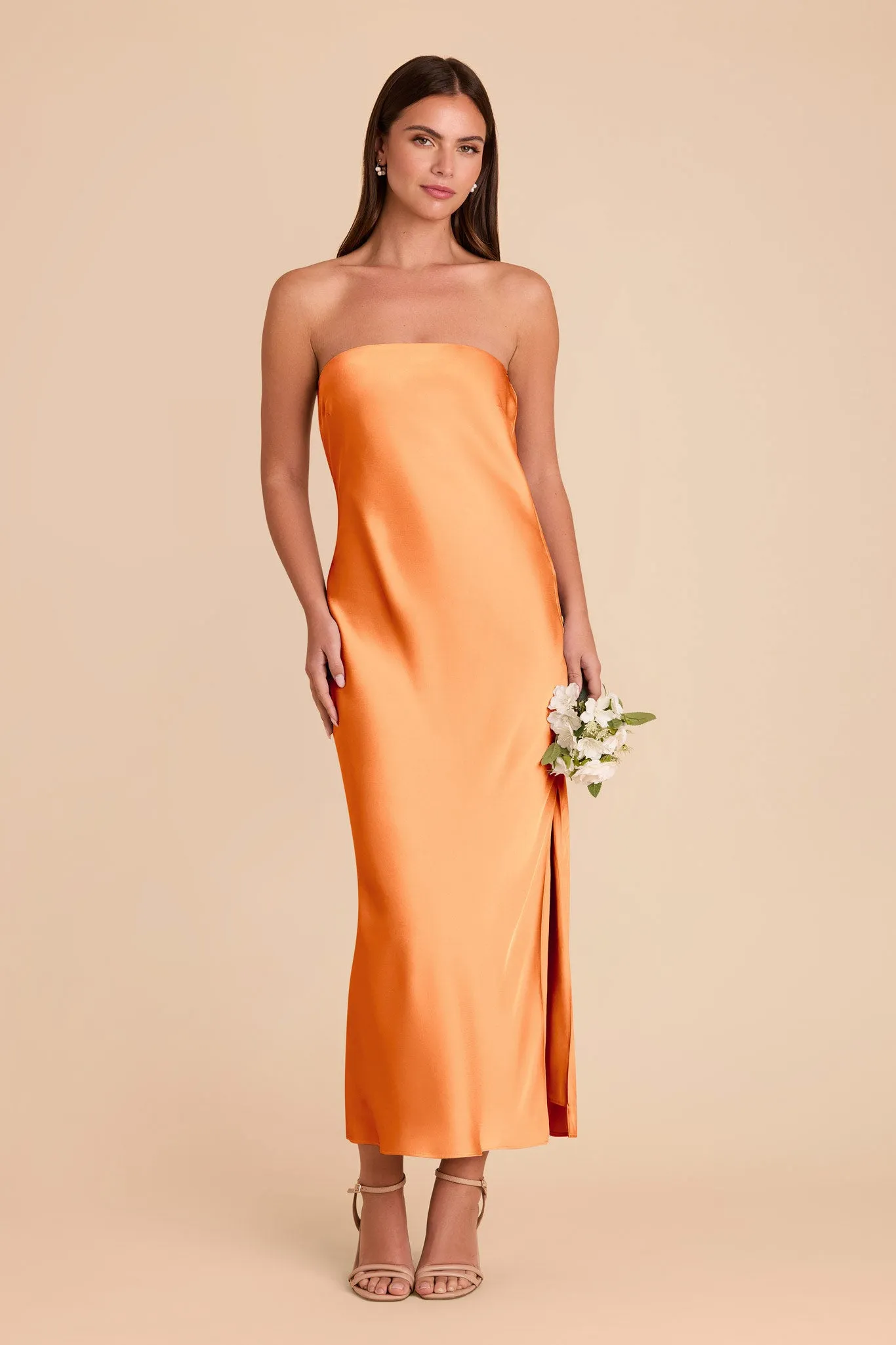 Isla Matte Satin Dress - Apricot sold by Birdy Grey