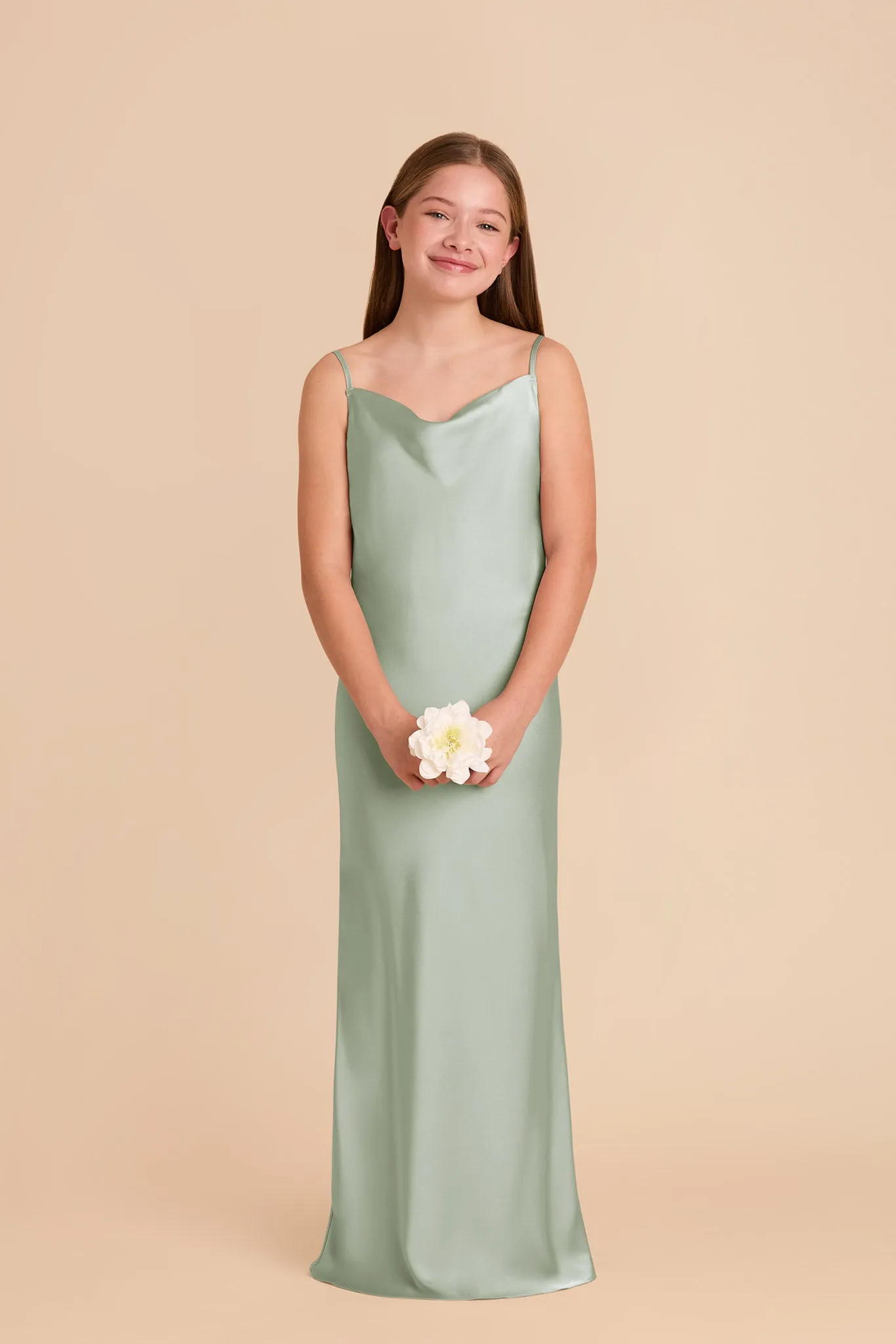 Elisa Junior Matte Satin Dress - Sage sold by Birdy Grey