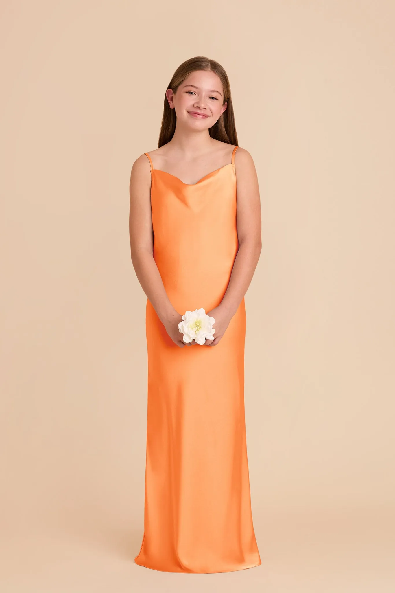 Elisa Junior Matte Satin Dress - Apricot sold by Birdy Grey