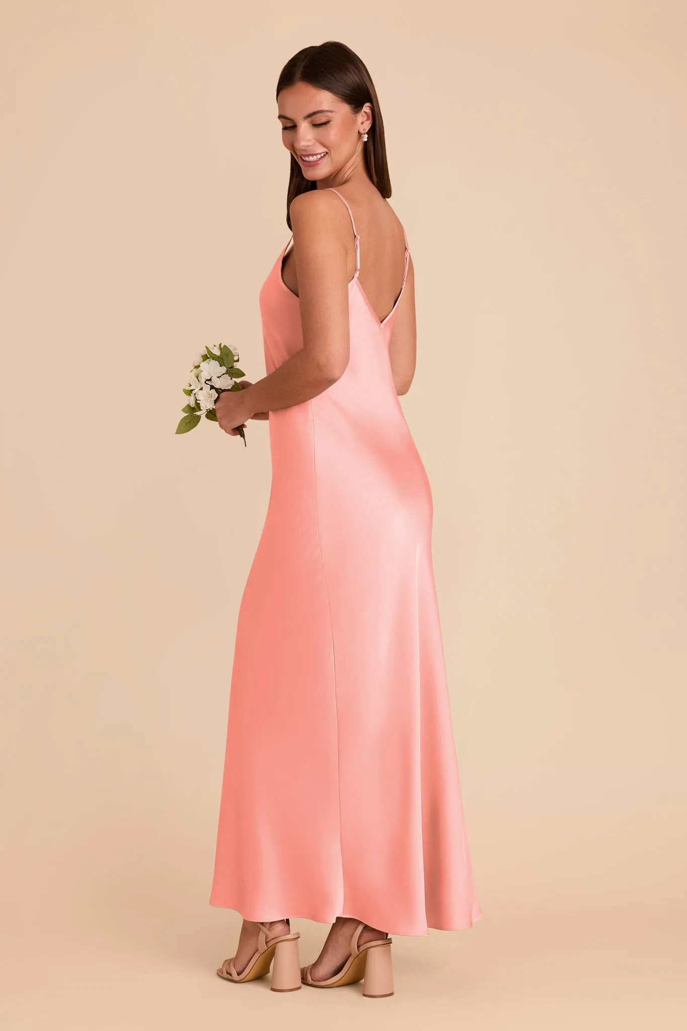 Alice Matte Satin Dress - Coral Pink sold by Birdy Grey product image thumbnail 4
