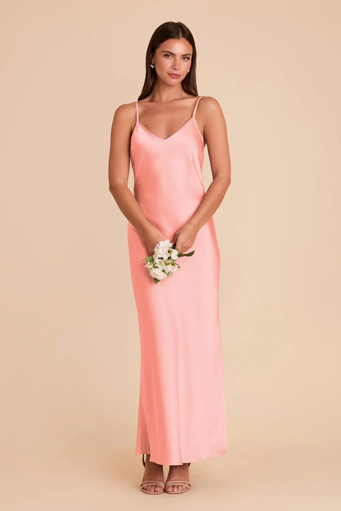 Alice Matte Satin Dress - Coral Pink sold by Birdy Grey product image thumbnail 3