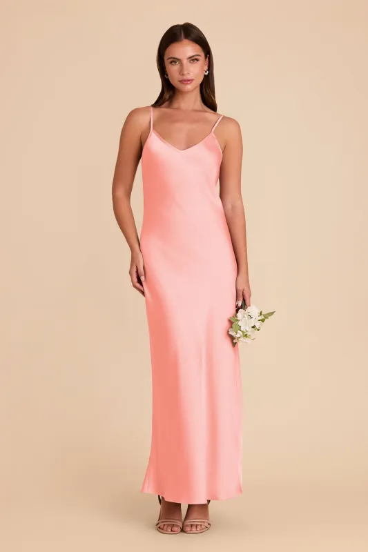 Alice Matte Satin Dress - Coral Pink sold by Birdy Grey