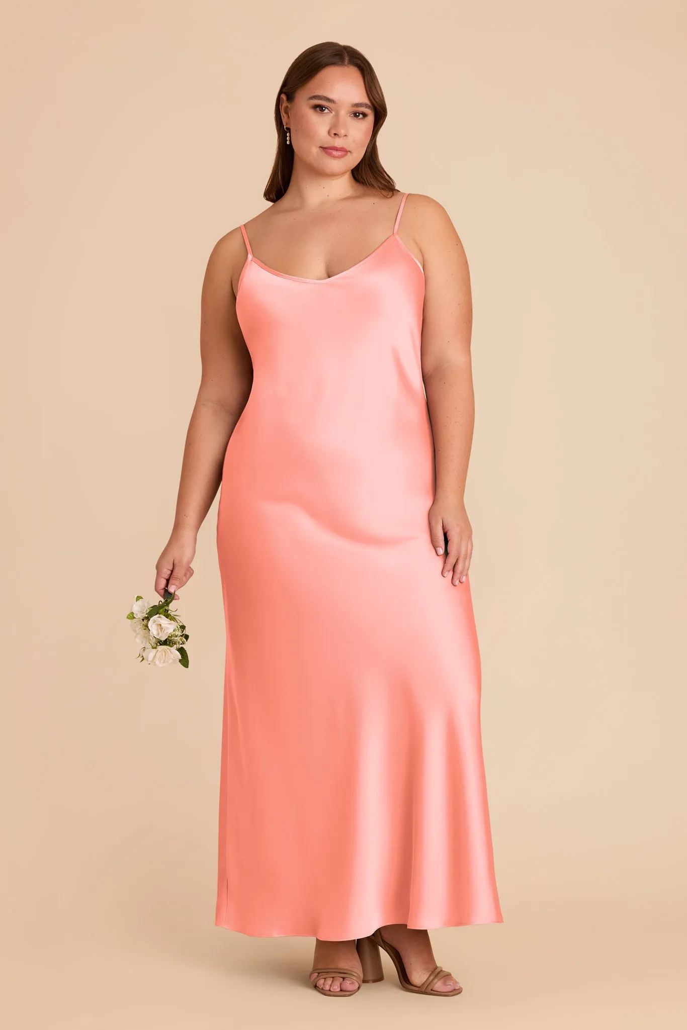 Alice Matte Satin Dress - Coral Pink sold by Birdy Grey product image thumbnail 2